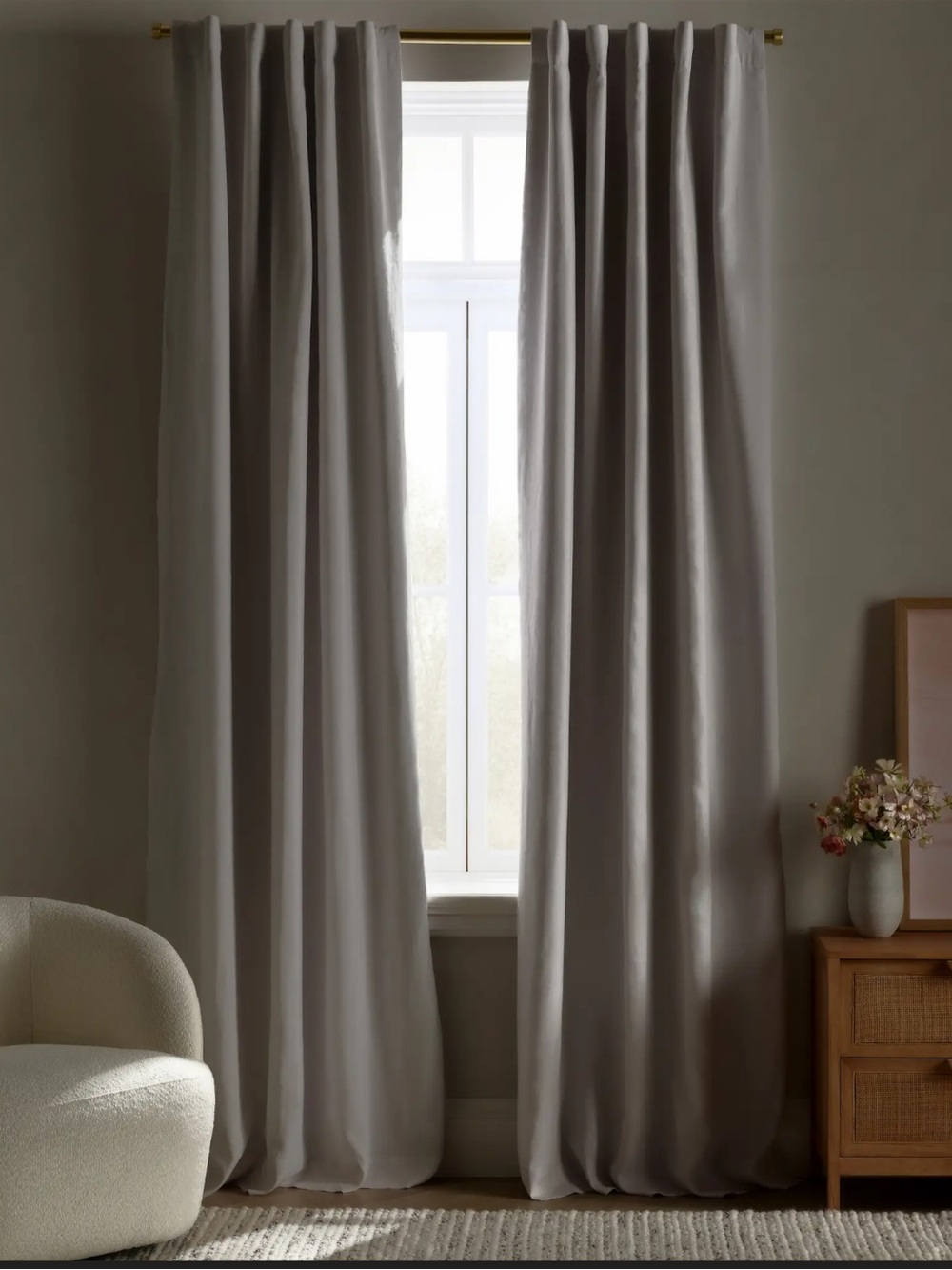 NWT QUINCE Set Of 2 48x84 European Linen Curtains Blackout Cloud 6252